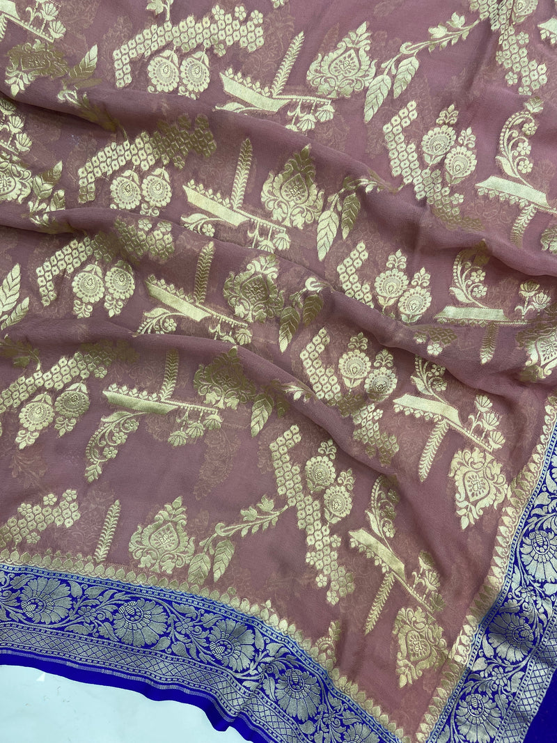 Pure Khaddi Georgette Dupatta - water zari - The Handlooms