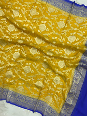 Pure Khaddi Georgette Dupatta - water zari - The Handlooms