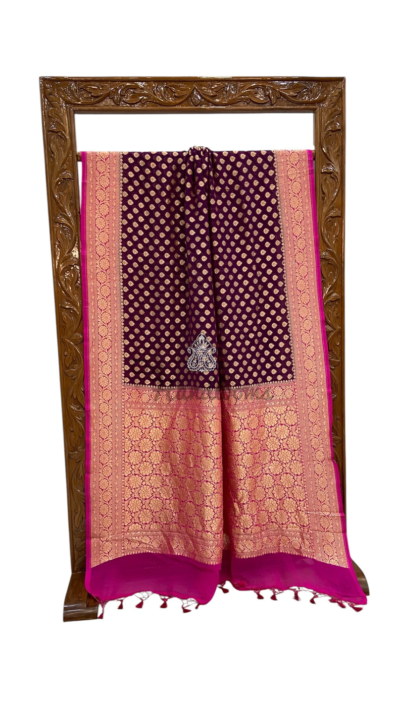 Pure Khaddi Georgette Handloom Banarasi Saree
