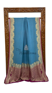 Pure Khaddi Georgette Handloom Banarasi Saree - Water Zari - The Handlooms
