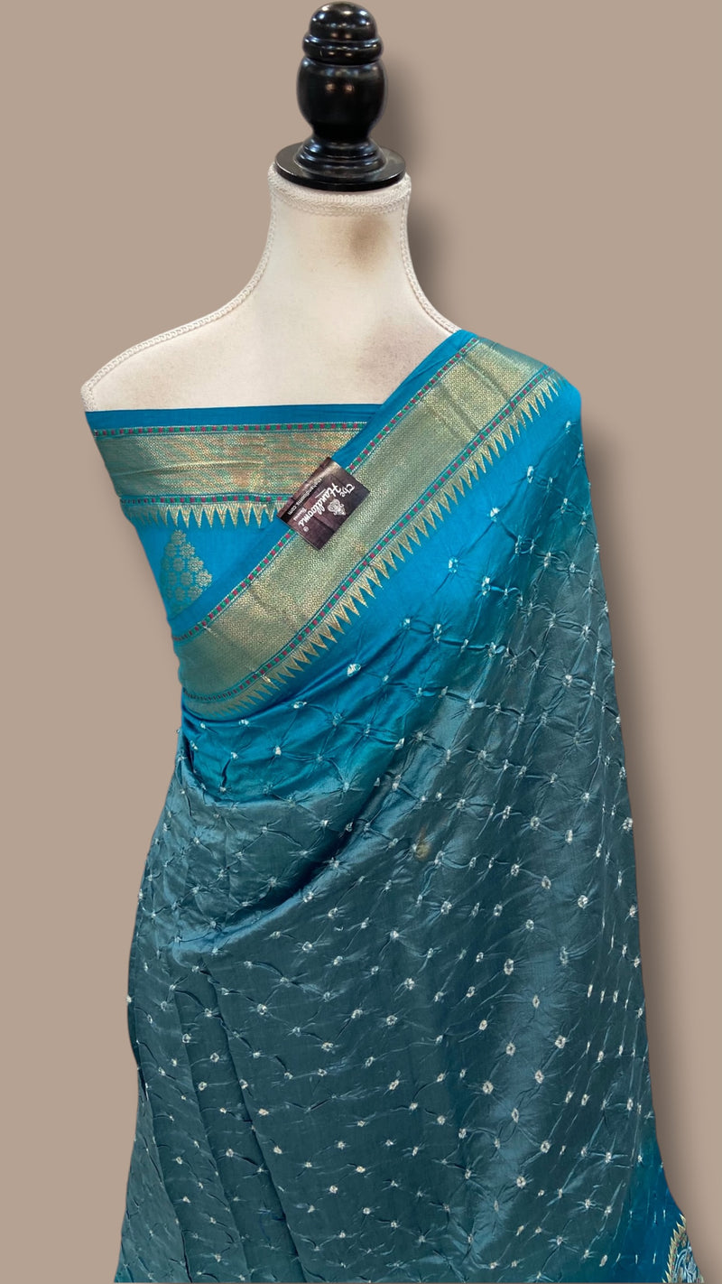 Pure Banarasi Silk Bandhej Handloom Saree