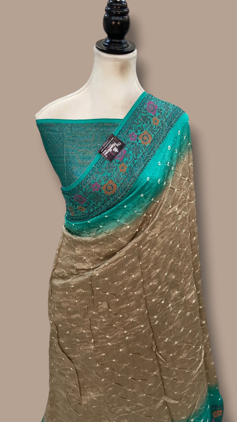 Pure Banarasi Silk Bandhej Handloom Saree