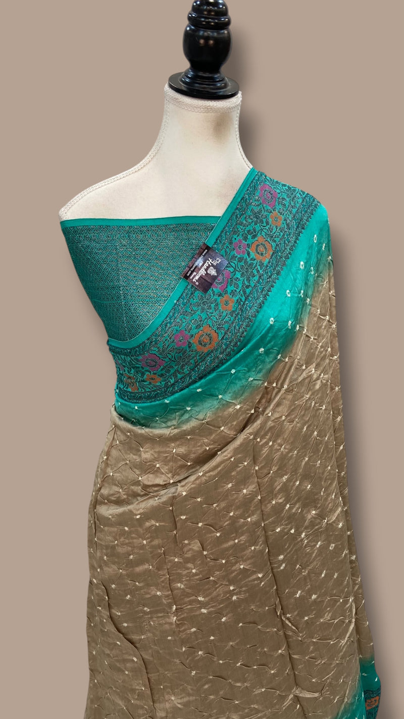 Pure Banarasi Silk Bandhej Handloom Saree