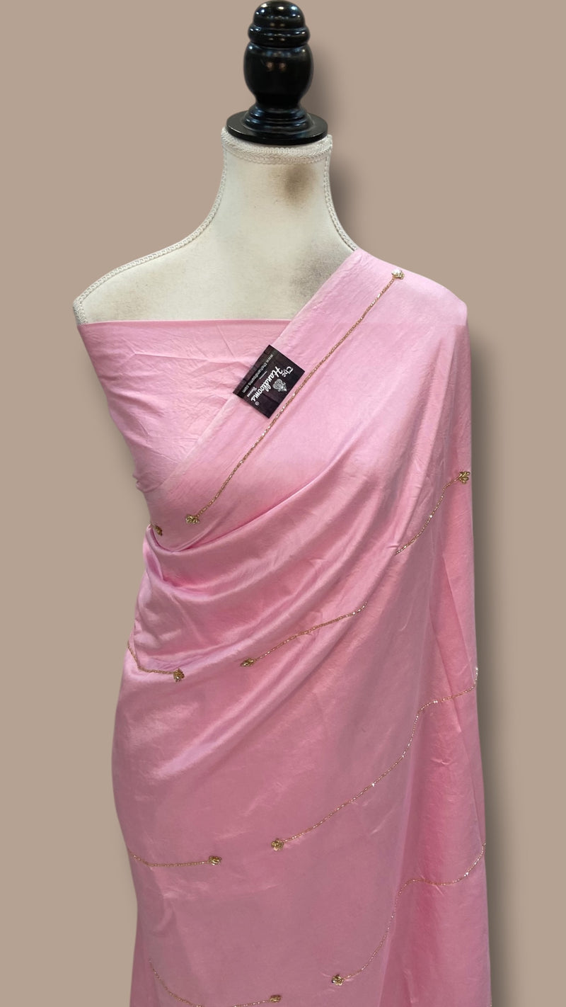 Pure Katan Silk Handloom Banarasi Saree With Handwork