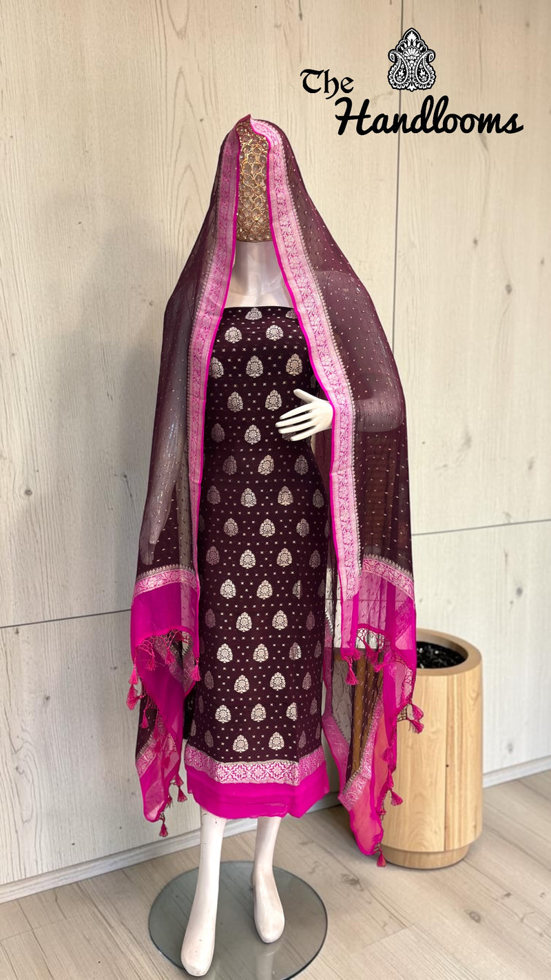 Khaddi Georgette Banarasi Dress material - The Handlooms