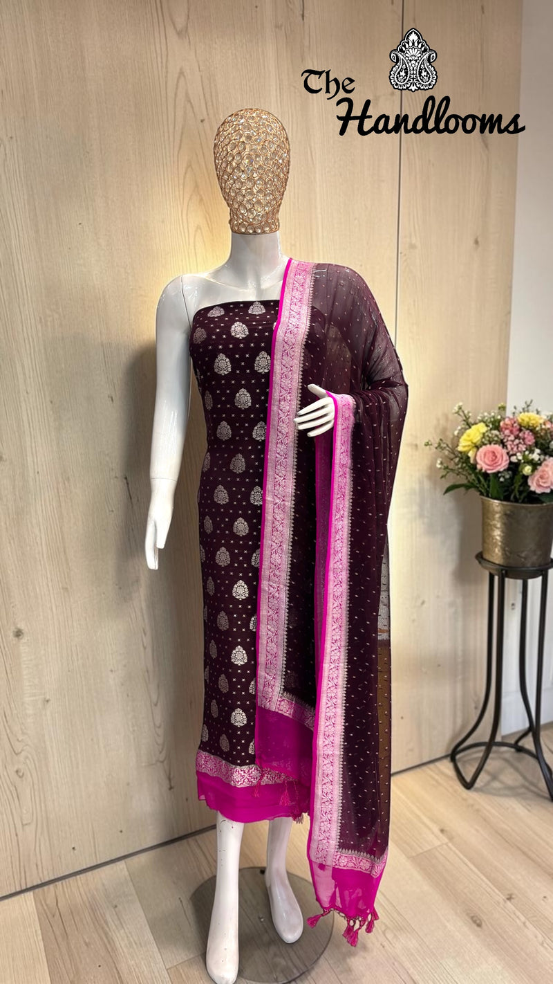 Khaddi Georgette Banarasi Dress material - The Handlooms