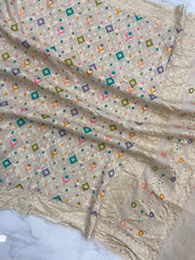 Pure Moonga Georgette Handloom Dupatta - Tilfi Meenakari - The Handlooms