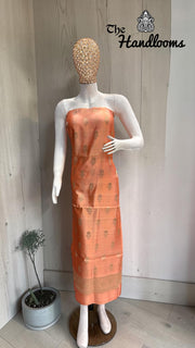 Pure Mango Silk Handloom Banarasi Dress Material - The Handlooms