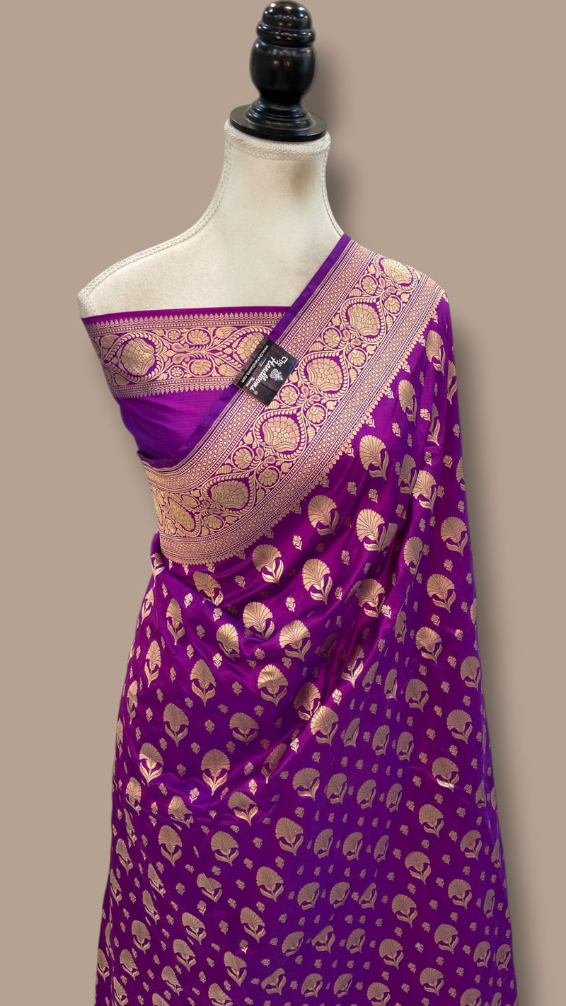 Pure Katan Silk Banarasi Handloom Saree - All over jaal work