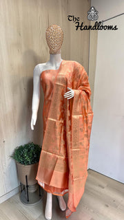 Pure Mango Silk Handloom Banarasi Dress Material - The Handlooms