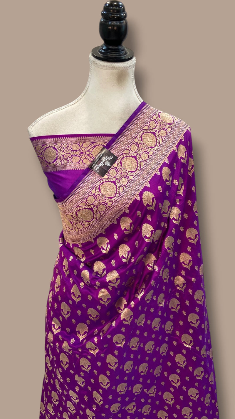 Pure Katan Silk Banarasi Handloom Saree - All over jaal work