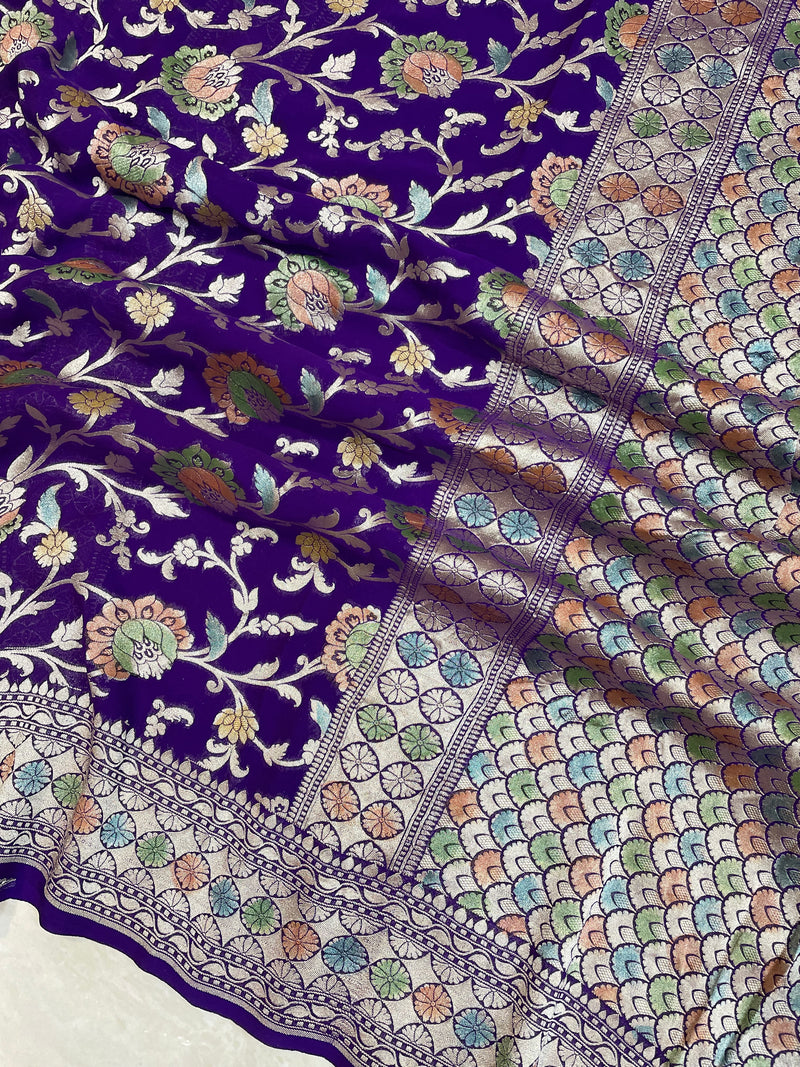 Pure Khaddi Georgette Banarasi Saree - water zari - The Handlooms