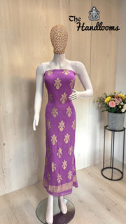 Pure Khaddi Georgette Handloom Banarasi Dress Material Water Zari - The Handlooms