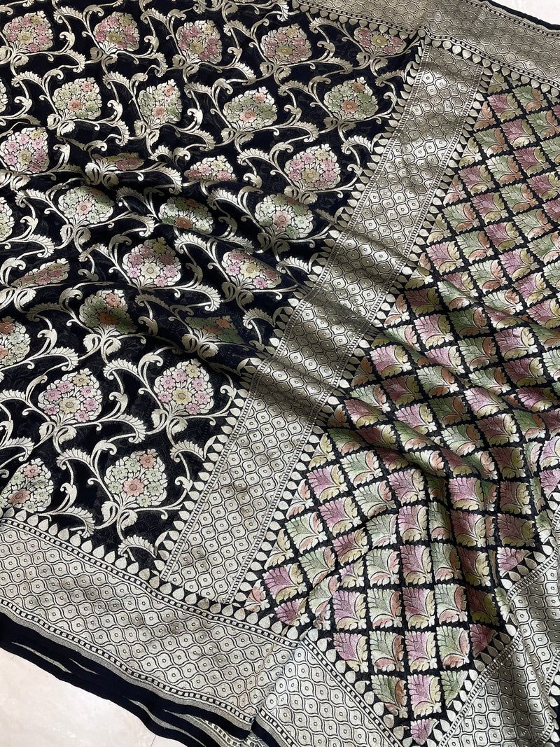 Pure Khaddi Georgette Banarasi Saree - water zari - The Handlooms