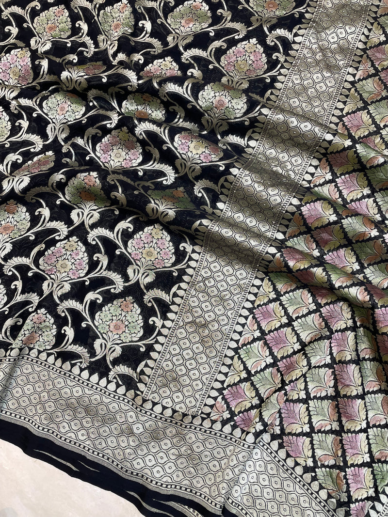 Pure Khaddi Georgette Banarasi Saree - water zari - The Handlooms