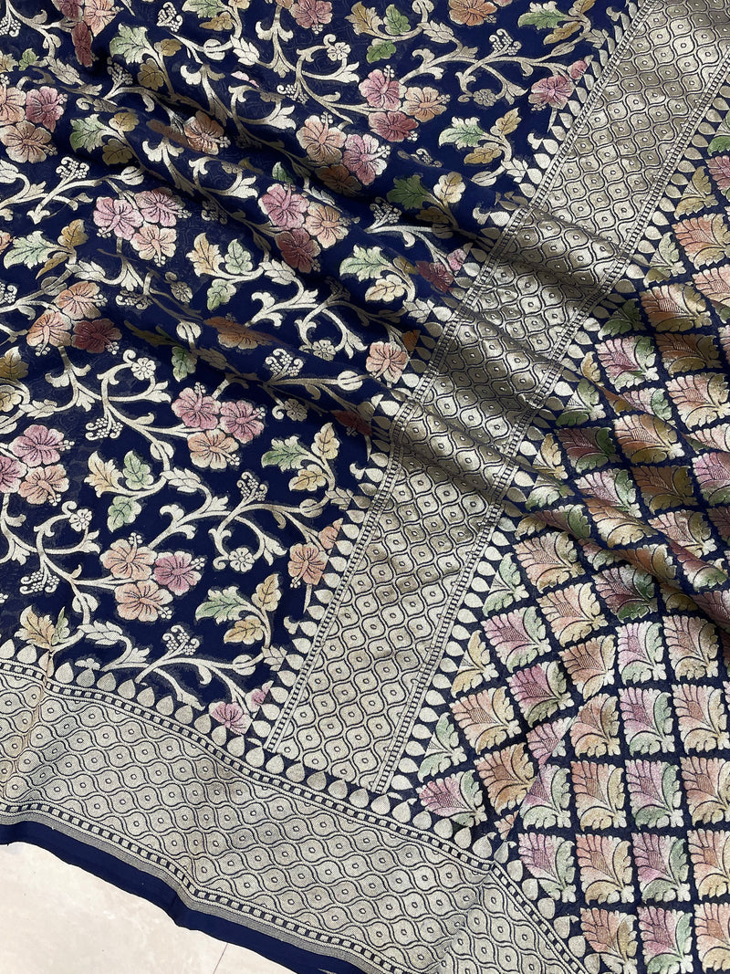 Pure Khaddi Georgette Banarasi Saree - water zari - The Handlooms