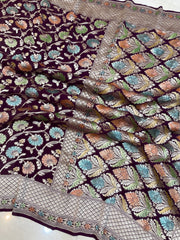 Pure Khaddi Georgette Banarasi Saree - water zari - The Handlooms