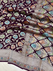 Pure Khaddi Georgette Banarasi Saree - water zari - The Handlooms