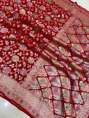 Pure Khaddi Georgette Banarasi Saree - water zari - The Handlooms