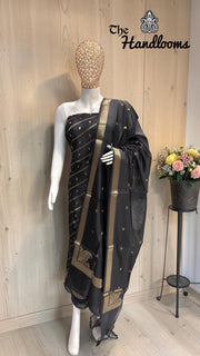 Pure Mango Silk Handloom Banarasi Dress Material - The Handlooms