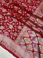 Pure Khaddi Georgette Banarasi Saree - water zari - The Handlooms