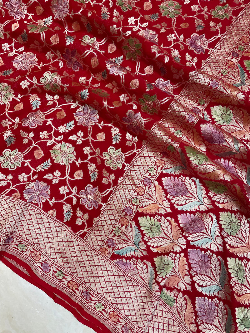 Pure Khaddi Georgette Banarasi Saree - water zari - The Handlooms