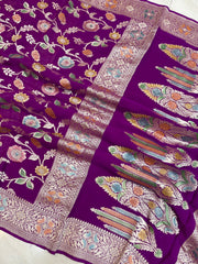 Pure Khaddi Georgette Banarasi Saree - water zari - The Handlooms