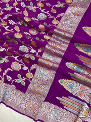 Pure Khaddi Georgette Banarasi Saree - water zari - The Handlooms