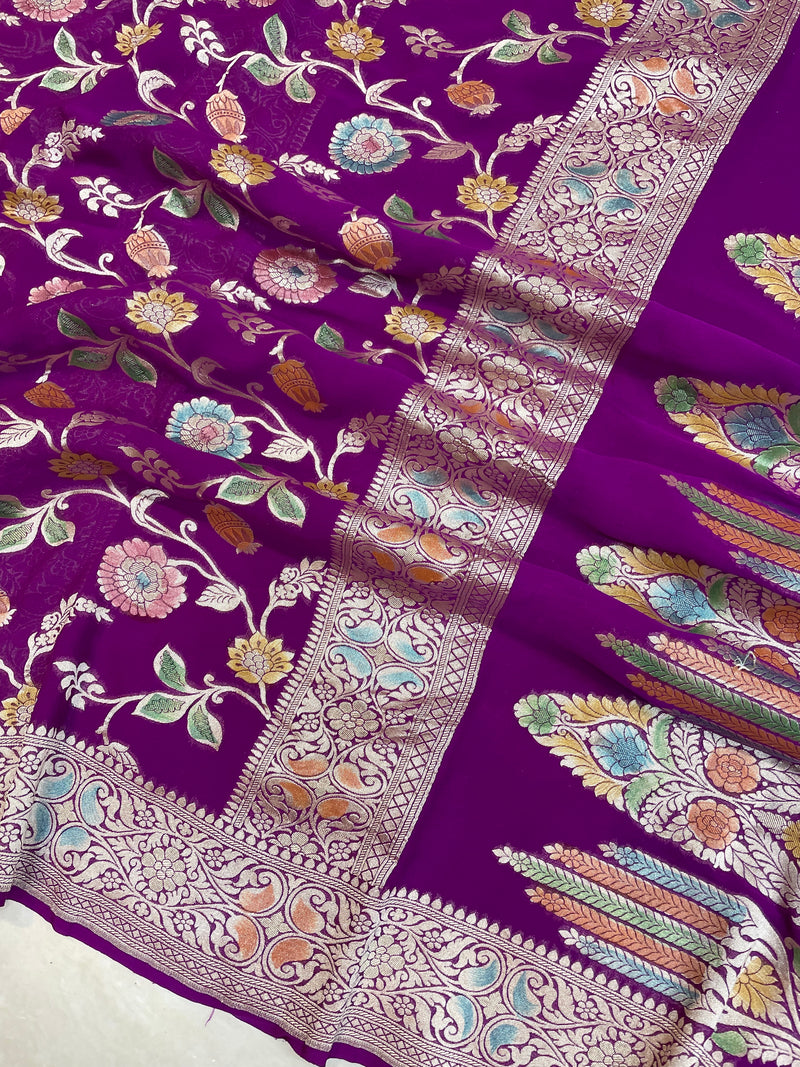 Pure Khaddi Georgette Banarasi Saree - water zari - The Handlooms