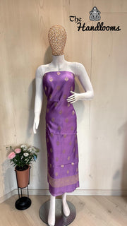 Pure Mango Silk Handloom Banarasi Dress Material - The Handlooms