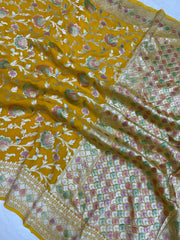 Pure Khaddi Georgette Banarasi Saree - water zari - The Handlooms