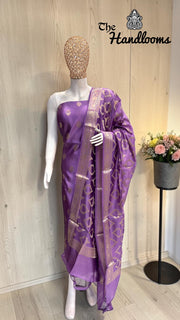 Pure Mango Silk Handloom Banarasi Dress Material - The Handlooms