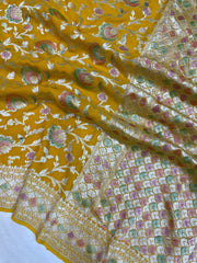 Pure Khaddi Georgette Banarasi Saree - water zari - The Handlooms