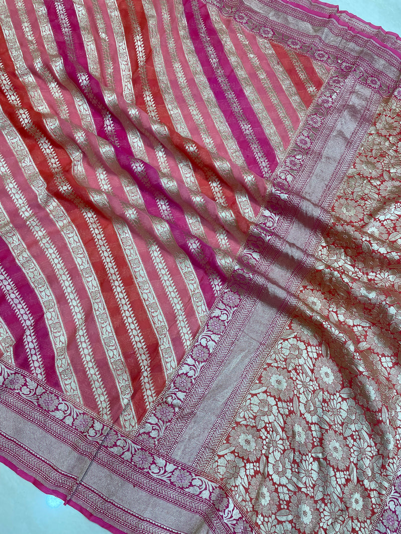 Pure Khaddi Georgette Handloom Banarasi Saree - The Handlooms