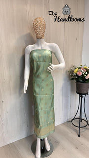 Pure Mango Silk Handloom Banarasi Dress Material - The Handlooms