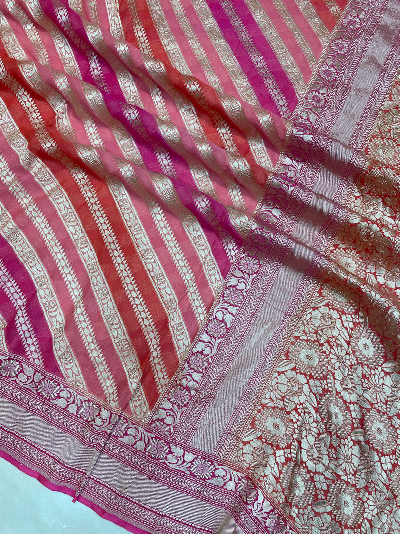 Pure Khaddi Georgette Handloom Banarasi Saree - The Handlooms
