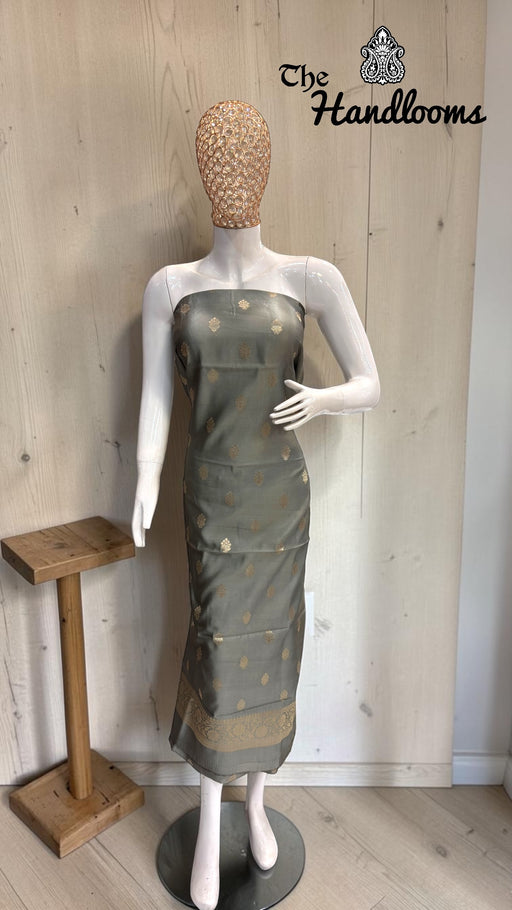 Pure Mango Silk Handloom Banarasi Dress Material - The Handlooms