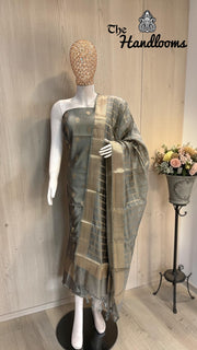 Pure Mango Silk Handloom Banarasi Dress Material - The Handlooms