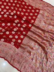 Pure Khaddi Georgette Banarasi Saree - water zari - The Handlooms