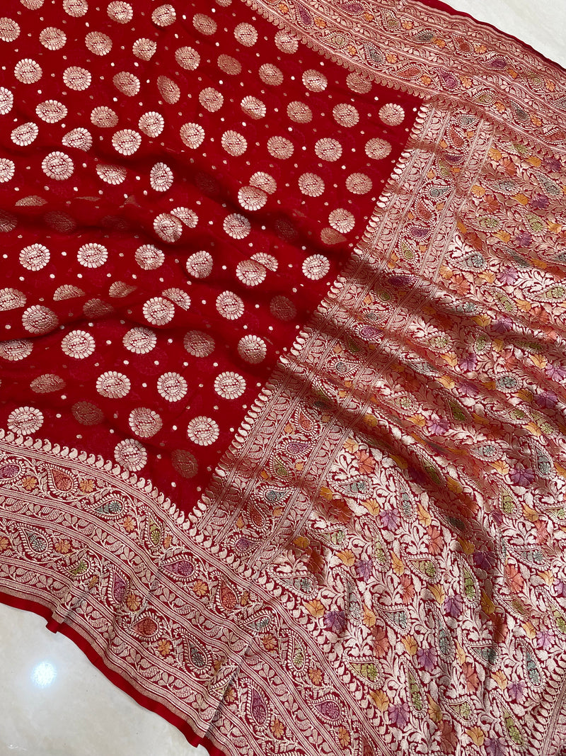 Pure Khaddi Georgette Banarasi Saree - water zari - The Handlooms