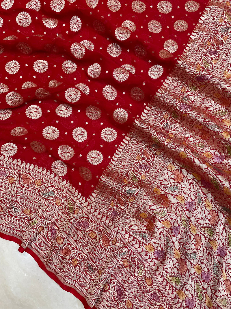Pure Khaddi Georgette Banarasi Saree - water zari - The Handlooms