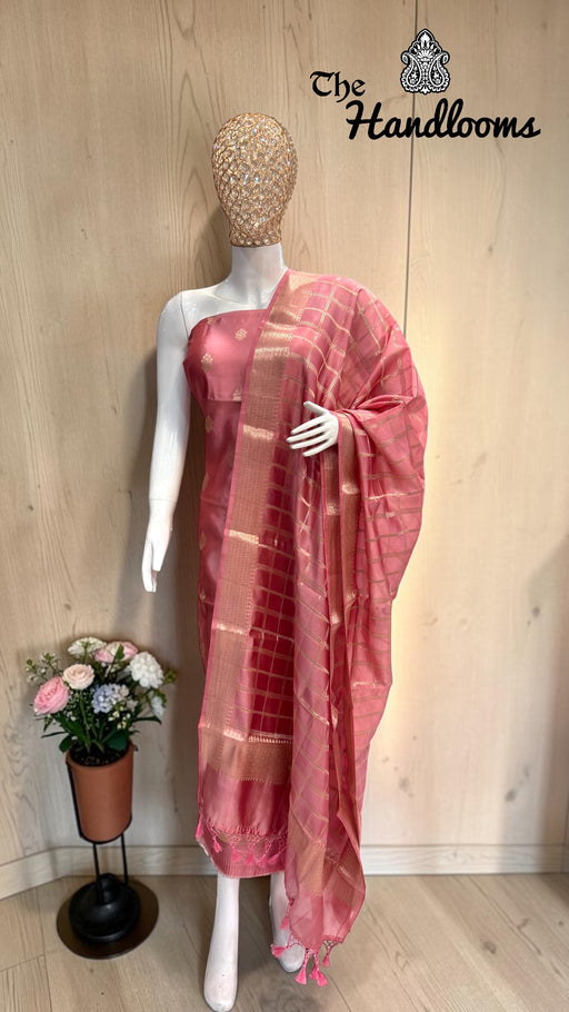 Pure Mango Silk Handloom Banarasi Dress Material - The Handlooms