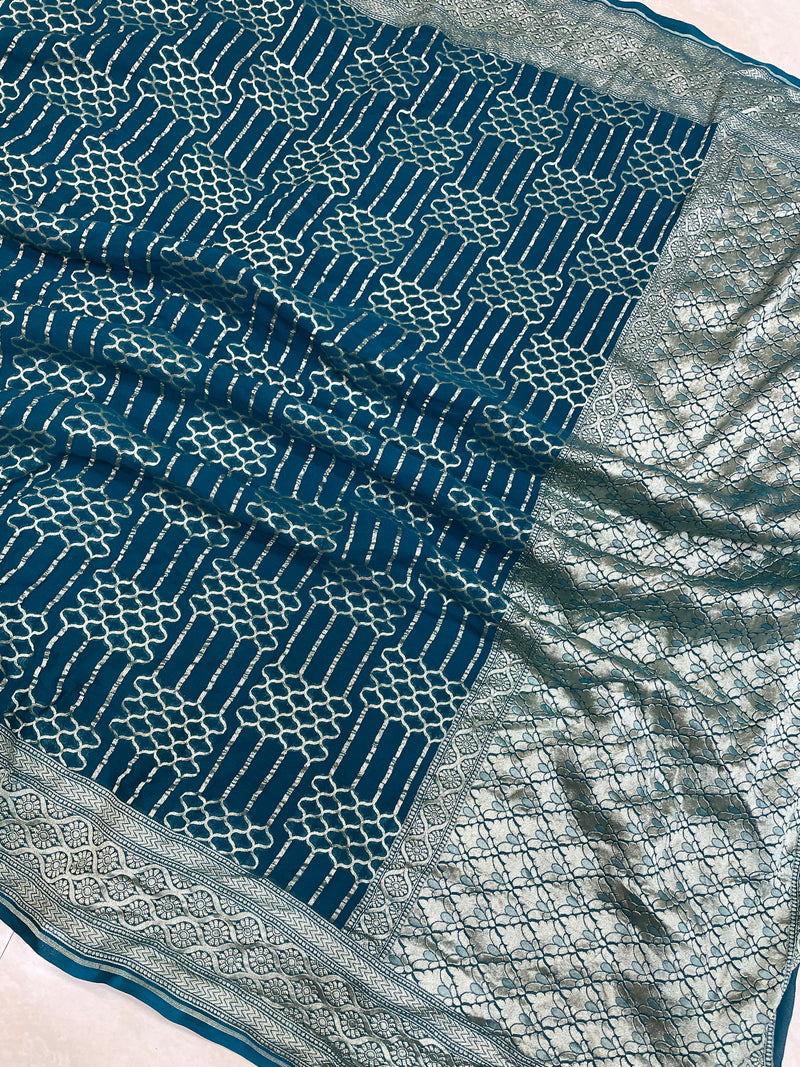 Pure Khaddi Georgette Handloom Banarasi Saree - The Handlooms