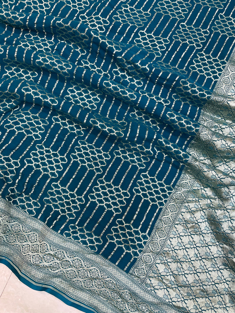 Pure Khaddi Georgette Handloom Banarasi Saree - The Handlooms