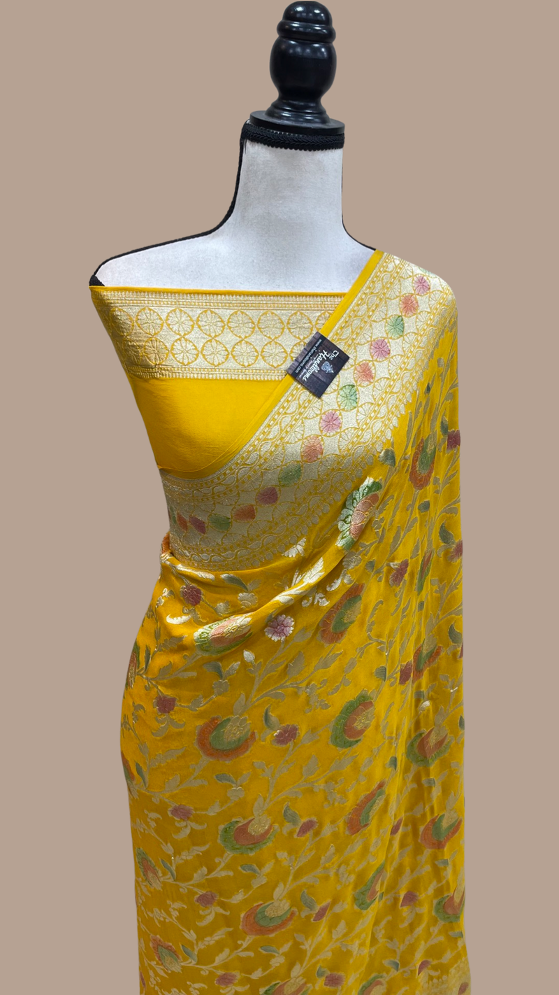 Pure Khaddi Georgette Banarasi Saree - water zari - The Handlooms