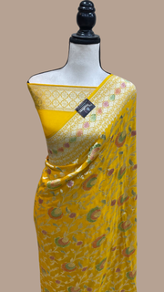 Pure Khaddi Georgette Banarasi Saree - water zari - The Handlooms