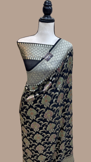Pure Khaddi Georgette Banarasi Saree - water zari - The Handlooms
