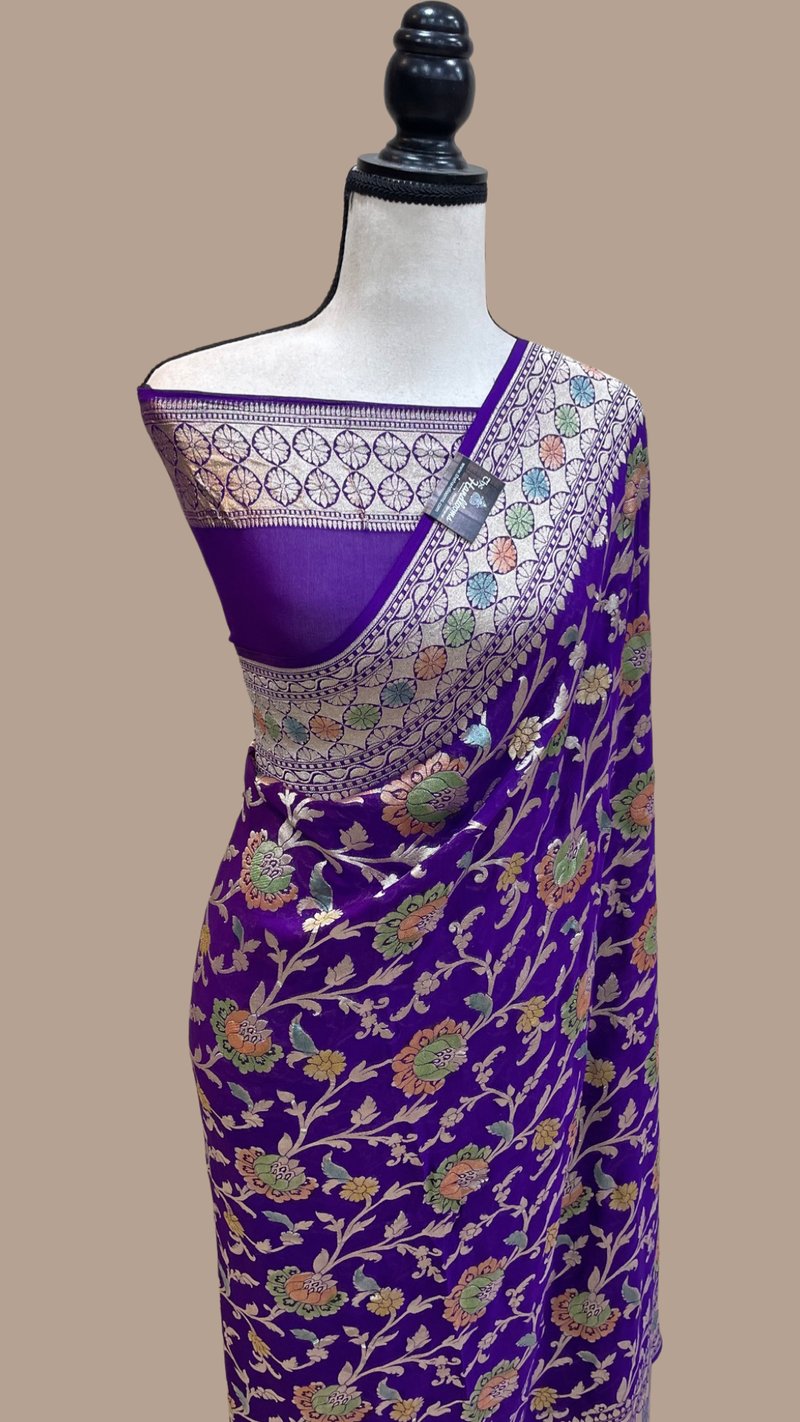 Pure Khaddi Georgette Banarasi Saree - water zari - The Handlooms