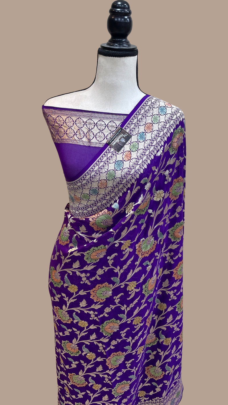 Pure Khaddi Georgette Banarasi Saree - water zari - The Handlooms