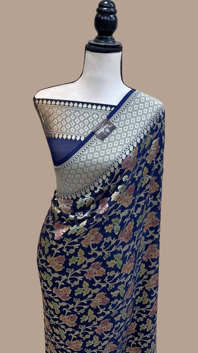 Pure Khaddi Georgette Banarasi Saree - water zari - The Handlooms